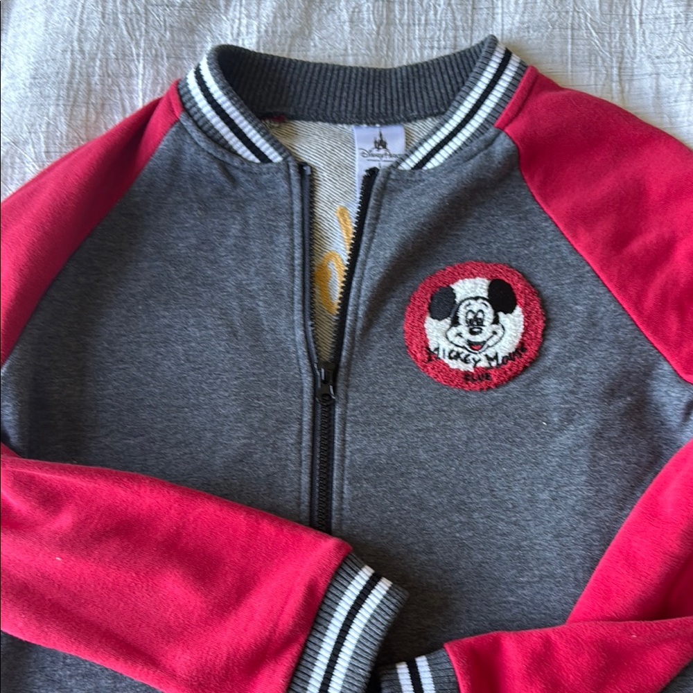 Disney Kids Gray and Red Mickey Mouse Zip Up Sweatshirt sz Large - Picture 6 of 6